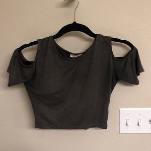 John Galt Suede Cut Out Crop Top